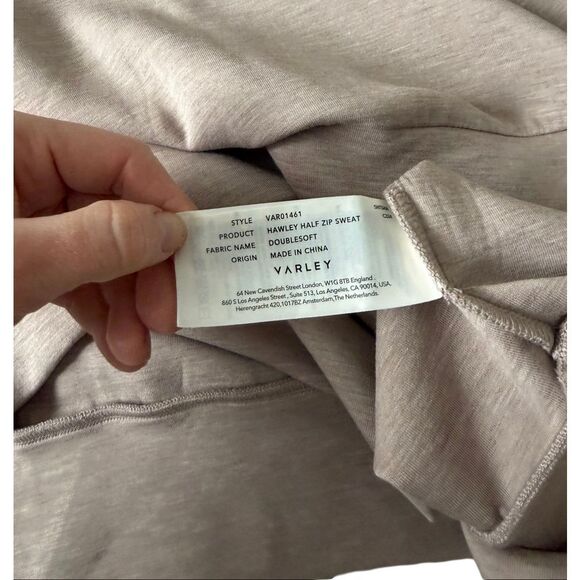 NWOT VARLEY Set Double Soft The Wide Leg Pant 28" Hawley Half Zip Sweat XL Taupe - Picture 10 of 16